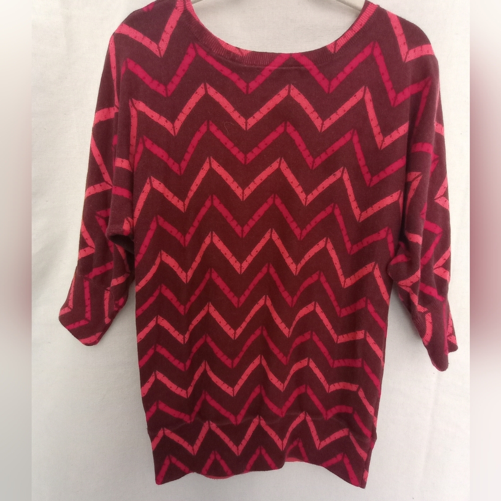 NORTH FACE 3/4 Sleeve Chevron Scoop Neck Cashmere/Cotton Blend Sweater Large